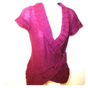 Wine short sleeve sweater top